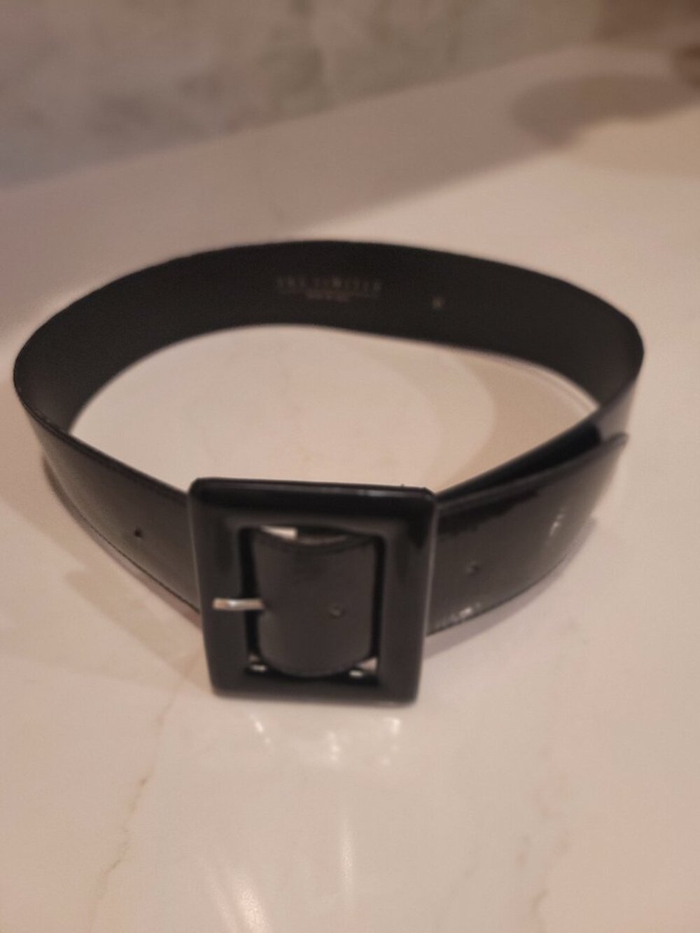 The Limited Black Patent Leather Wide Belt Square Buckle Size M USA